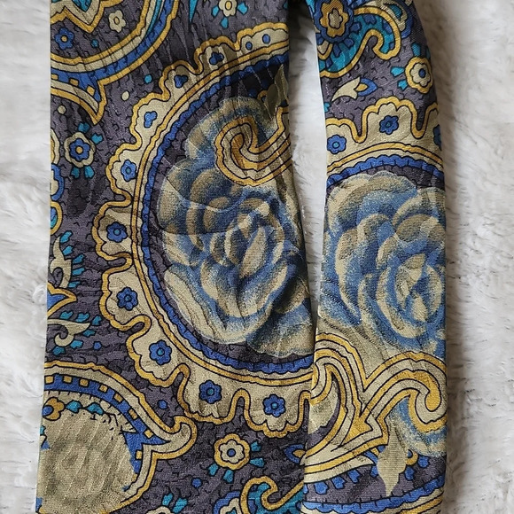 Vintage Guy Laroche Blue & Gold Floral Tie - Picture 5 of 8